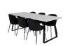 Imagine Masa de dining Estelle 200*90*H76 - Alb/Negru + Scaune de dining Wrinkles - Picioare Negre - Catifea Neagra_6