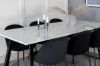 Imagine Masa de dining Estelle 200*90*H76 - Alb/Negru + Scaune de dining Wrinkles - Picioare Negre - Catifea Neagra_6