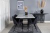 Imagine Masa de dining Estelle 200*90*H76 - Alb / Negru+Scaun de dining din catifea - Picioare negre- Material negru_6