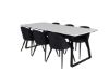 Imagine Masa de dining Estelle 200*90*H76 - Alb / Negru+Scaun de dining din catifea - Picioare negre- Material negru_6