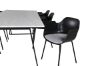 Imagine Masa de dining Estelle 200*90*H76 - Alb / Negru+ Scaun de dining Comfort - Picioare Negre - Plastic Negru_6