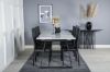 Imagine Masa de dining Estelle 200*90*H76 - alb / negru + scaun de dining Slim cu spate înalt - picioare negre - PU negru_6