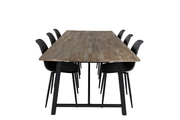 Imagine Masa de dining Malang - 250*100*H76 - Teak închis / Negru + Scaun de dining din plastic Polar - Picioare Negre / Plastic Negru_6