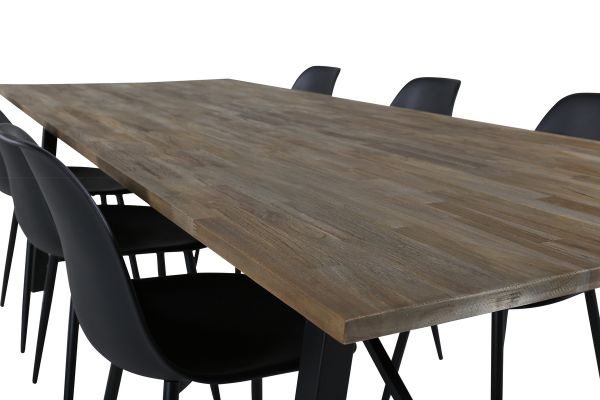 Imagine Masa de dining Malang - 250*100*H76 - Teak închis / Negru + Scaun de dining din plastic Polar - Picioare Negre / Plastic Negru_6