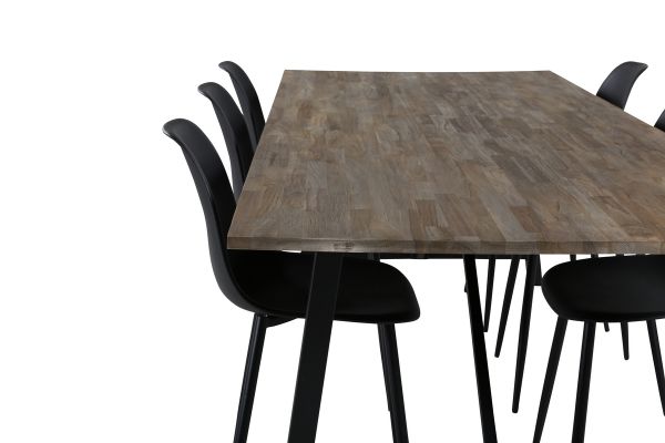 Imagine Masa de dining Malang - 250*100*H76 - Teak închis / Negru + Scaun de dining din plastic Polar - Picioare Negre / Plastic Negru_6