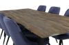 Imagine Masa de dining Malang - 250*100*H76 - Teak închis / Negru+Scaun Deluxe de dining din catifea - Picioare negre - Material albastru_6