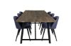 Imagine Masa de dining Malang - 250*100*H76 - Teak închis / Negru + Scaun de dining Velvet - picioare negre - Material albastru_6