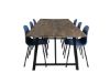 Imagine Masa de dining Malang - 250*100*H76 - Teak inchis / Negru+Scaun de dining Arctic - Picioare negre - Plastic albastru_6