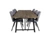 Imagine Masa de dining Malang - 250*100*H76 - Tek inchis / Negru + Scaun de dining Gemma - Picioare negre - Material gri_6