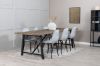 Imagine Masa de dining Malang - 250*100*H76 - Teak inchis / Negru+Scaun de dining Polar Diamond - Picioare negre - Catifea gri_6