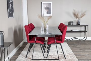 Imagine Estelle Dining Table 200*90*H76 - Black / Black+Gemma Dining Chair - Black Legs - Red Fabric_6