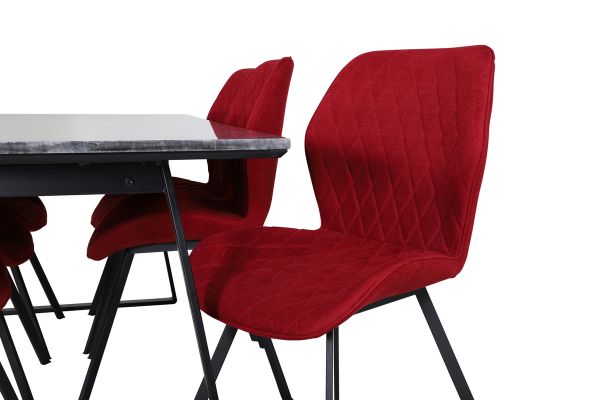 Imagine Estelle Dining Table 200*90*H76 - Black / Black+Gemma Dining Chair - Black Legs - Red Fabric_6