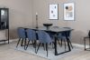 Imagine Va rugam sa traduceti complet:

Masa de dining Estelle 200*90*H76 - Negru / Scaun de dining din catifea - Picioare negre - Material albastru_6