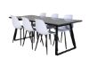 Imagine Masa de dining Estelle 200*90*H76 - Negru / Scaun de dining din plastic Polar - Picioare negre / Plastic alb_6