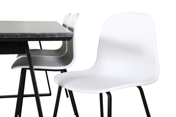 Imagine Masa de Dining Estelle 200*90*H76 - Negru / Scaun de Dining Arctic - Picioare Negre - Plastic Alb_6