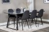 Imagine Masa de dining Estelle 200*90*H76 - Negru / Scaun de dining Polar - Picioare negre - Material negru_6