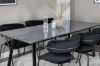 Imagine Masa de dining Estelle 200*90*H76 - Negru / scaun Arrow - Picioare Negre - Catifea Neagra_6