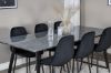 Imagine Masa de dining Estelle 200*90*H76 - Negru / 6 scaune de dining Polar Diamond - Picioare negre - Catifea neagra