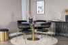 Imagine Masa rotunda de dining Estelle ø106 H75 - Negru / Brass+Scaun de dining Arrow - Picioare din brass - Catifea neagra_4