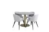 Imagine Tabelul de dining Estelle rotund ø106 H75 - Negru / Brass+ Scaun de dining din catifea - Picioare Negre - Material Gri Deschis_4