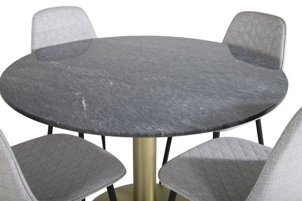 Imagine Vă rugăm să traduceți complet Tabelul de dining rotund Estelle ø106 H75 - Negru / Alama + Scaunul de dining Diamond Polar - Picioare negre - Material gri_4