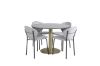 Imagine Masa de dining rotunda Estelle ø106 H75 - Negru / Brass+Scaun de dining Vault - Picioare negre - Material gri_4