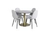 Imagine Masa de dining rotundă Estelle ø106 H75 - Negru / Brass+ Scaun de dining Polar - Picioare Negre - Tapiterie Gri Deschis_4