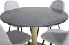 Imagine Masa de dining rotundă Estelle ø106 H75 - Negru / Brass+ Scaun de dining Polar - Picioare Negre - Tapiterie Gri Deschis_4