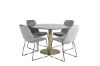 Imagine Masa de dining rotunda Estelle ø106 H75 - Negru/Brass+ Scaun de dining Muce - Picioare Negre - Velur Gri_4