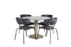 Imagine Masa de dining rotunda Estelle ø106 H75 - Negru / Brass+Scaun Arrow - Picioare negre - Material imprimeu cu flori negre_4