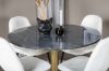 Imagine Vă rugăm să traduceți complet Estelle Round Dining Table ø106 H75 - Black / Brass+Polar Fluff Dining Chair - Black Legs - White Teddy _4