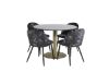 Imagine Masa de dining rotunda Estelle ø106 H75 - Negru / Fontă+ Scaun de dining cu catifea - Material textil cu model floral negru_4