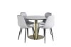 Imagine Masa de dining rotunda Estelle ø106 H75 - Negru / Măslină+Șezut de dining Diamond Polar - picioare negre - Catifea Gri_4