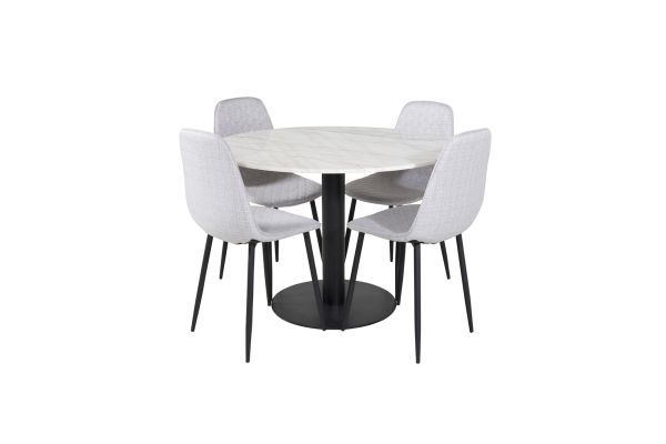 Imagine Masa rotundă de dining Estelle ø106 H75 - Alb / Negru+ Scaun de dining Polar Diamond - Picioare Negre - Material Gri_4