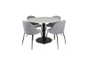 Imagine Vă rugăm să traduceți complet Estelle Round Dining Table ø106 H75 - White / Black+Wrinkles Dining Chair - Black Legs - Grey Velvet_4