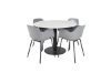 Imagine Tabelul de dining rotund Estelle ø106 H75 - Alb/Negru + Scaun de plastic Comfort - Picioare negre - Plastic gri_4