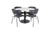 Imagine Masa de dining Estelle rotunda ø106 H75 - Alb / Negru+Scăun Arrow - Picioare Negre - Material cu model de flori negre_4