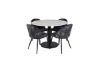 Imagine Masa de dining rotunda Estelle ø106 H75 - Alb/Negru+Scaun de dining Velvelt - Flori Negre- Tecitura Velvet_4