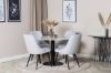 Imagine Vă rugăm să traduceți complet Estelle Round Dining Table ø106 H75 - White / Black + Velvet Deluxe Dining Chair - Black Legs - Light Grey Fabric_4