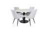 Imagine Vă rugăm să traduceți complet Estelle Round Dining Table ø106 H75 - White / Black + Velvet Deluxe Dining Chair - Black Legs - Light Grey Fabric_4