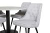 Imagine Vă rugăm să traduceți complet Estelle Round Dining Table ø106 H75 - White / Black + Velvet Deluxe Dining Chair - Black Legs - Light Grey Fabric_4