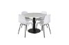 Imagine Masa rotunda de dining Estelle ø106 H75 - Alb / Negru+Scaun de dining Arctic - Picioare negre - Plastic alb_4