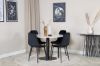 Imagine Masa de dining rotunda Estelle ø106 H75 - Alb / Negru + Scaun de dining Polar Diamond - Picioare Negre - Catifea Neagra_4