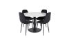 Imagine Masa de dining rotunda Estelle ø106 H75 - Alb / Negru + Scaun de dining Polar Diamond - Picioare Negre - Catifea Neagra_4