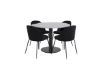 Imagine Masa de dining rotunda Estelle ø106 H75 - Negru / Scaun de dining Wrinkles - Picioare Negre - Catifea Neagra_4