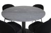 Imagine Masa de dining rotunda Estelle ø106 H75 - Negru / Scaun de dining Wrinkles - Picioare Negre - Catifea Neagra_4