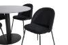 Imagine Masa de dining rotunda Estelle ø106 H75 - Negru / Scaun de dining Wrinkles - Picioare Negre - Catifea Neagra_4