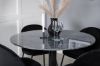 Imagine Masa de dining rotunda Estelle ø106 H75 - Negru / Scaun de dining Wrinkles - Picioare Negre - Catifea Neagra_4