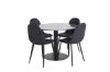 Imagine Masa rotunda de dining Estelle ø106 H75 - Negru / Scaun de dining Polar - Picioare negre - Material negru_4