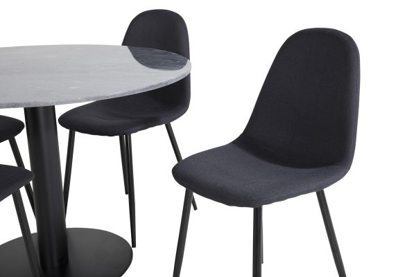 Imagine Masa rotunda de dining Estelle ø106 H75 - Negru / Scaun de dining Polar - Picioare negre - Material negru_4